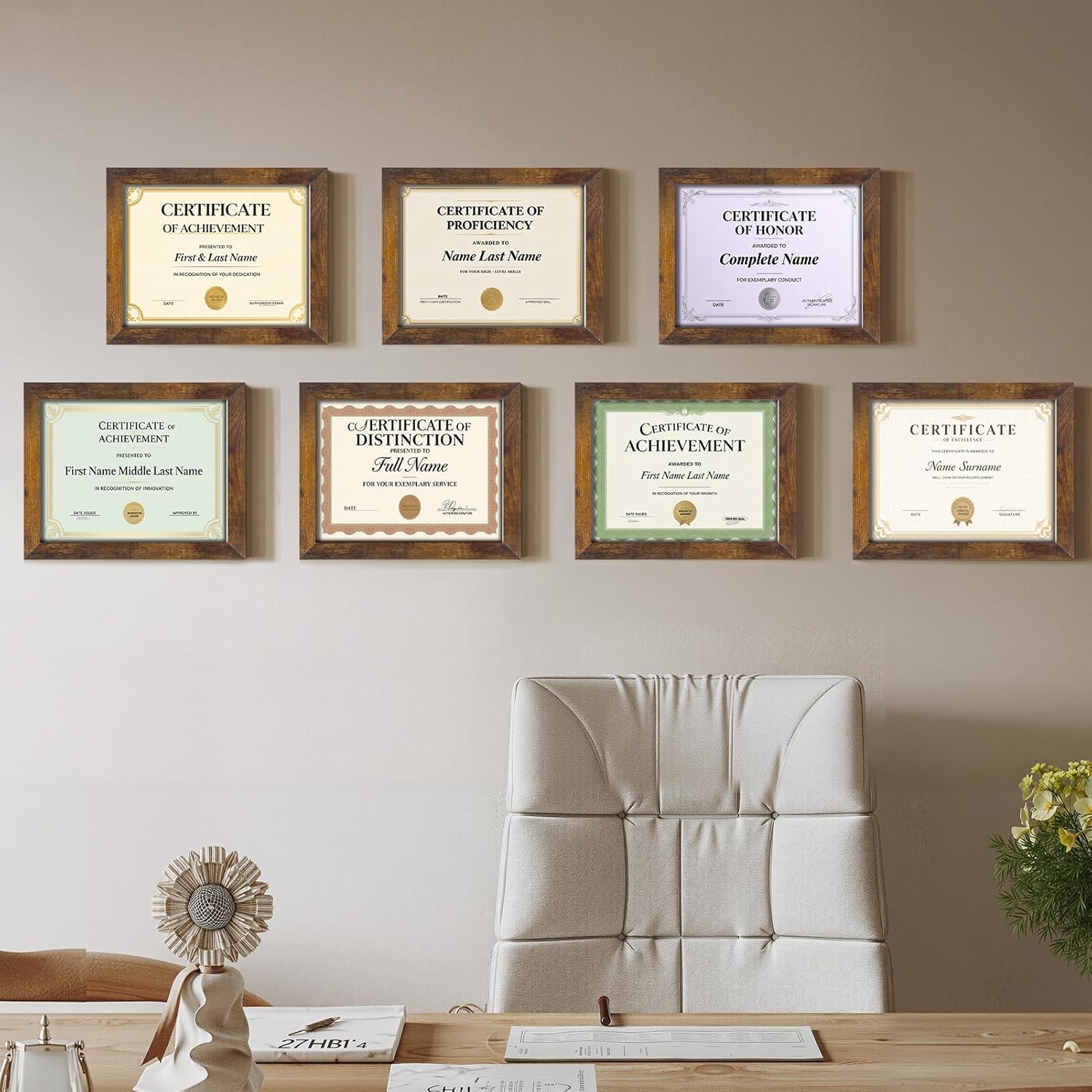 Certifications wall at Smile Assured Advance Dental Care
